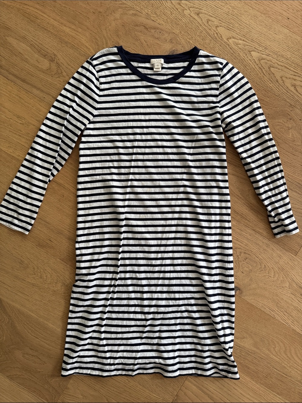 Navy and White Striped Long Sleeve Dress